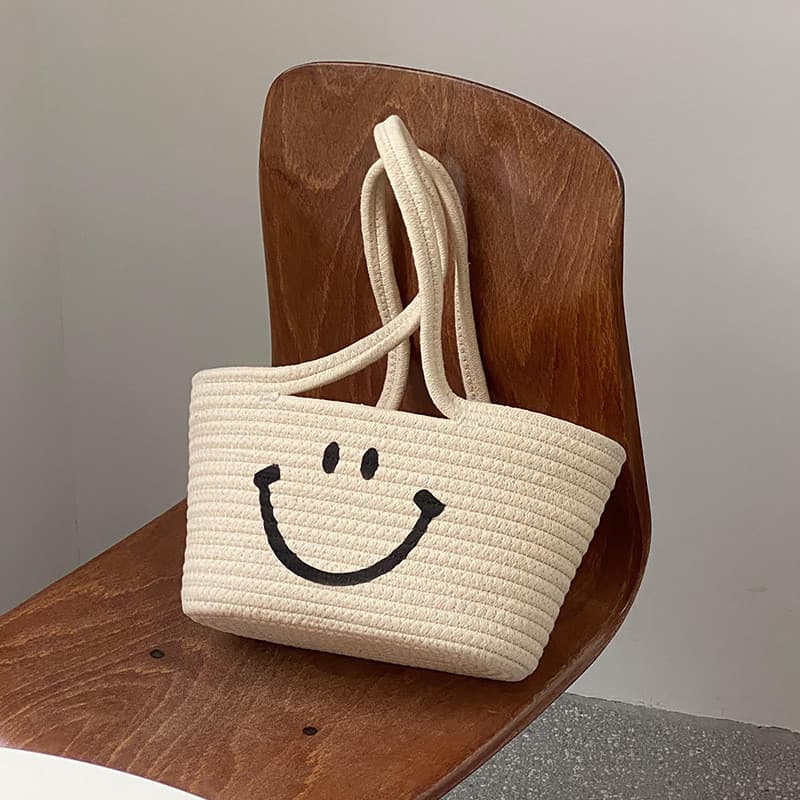Bolsa de palha de ombro Bolsa tecida à mão Bolsa de praia Bolsa de bolinho