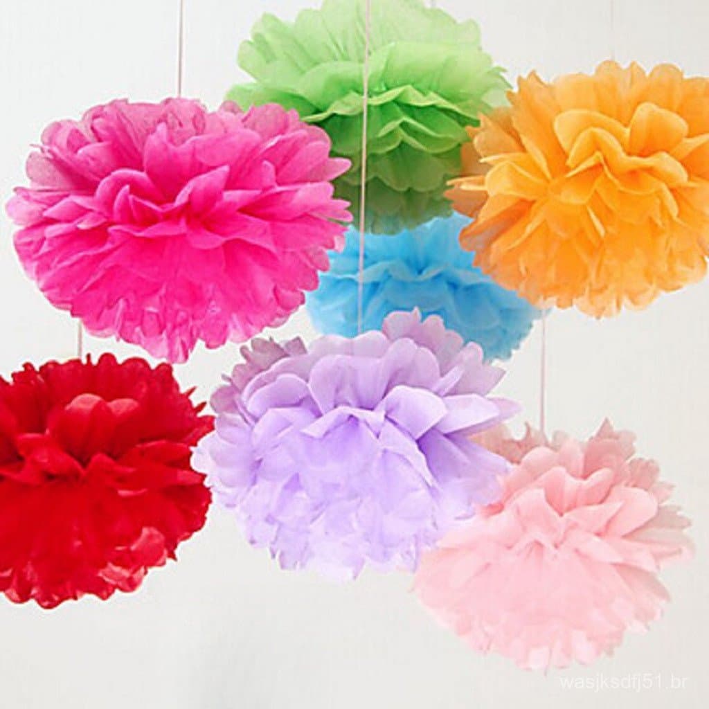 5 Pompom Papel de Seda Para Decoração de Painel Aniversario Carnaval 20cm