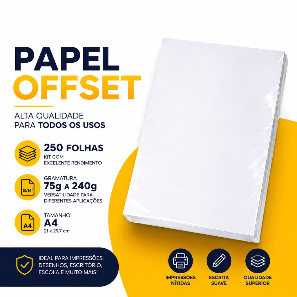 Papel Offset 240g A4 Branco 250 Folhas Alta Gramatura para Impressão e Artesanato
