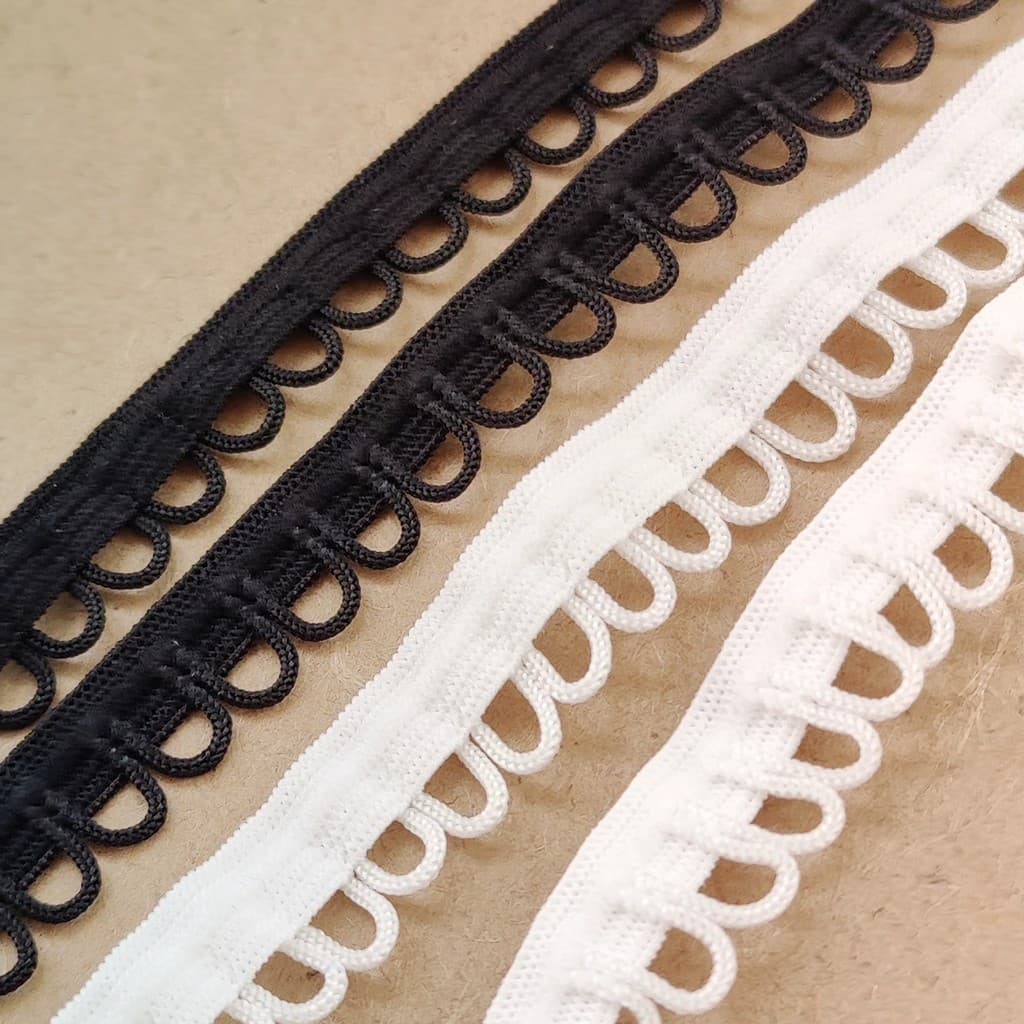 1.3cm preto branco semicírculo crescente renda elástica Webbing roupas saia decoração renda elástica acessórios diy