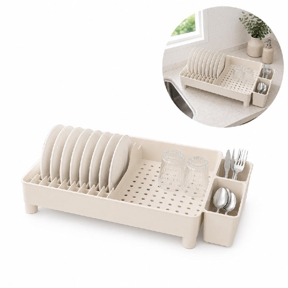 ESCORREDOR DE LOUCAS PLASTICO PORTATIL PARA 8 PRATOS ORGANIZADOR DE PIA COM PORTA COPOS TALHERES COZINHA GOURMET