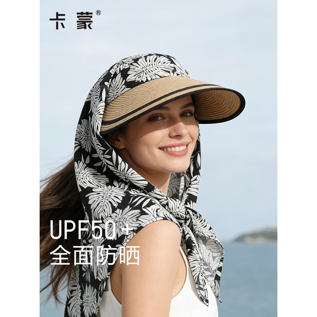 Camon chapéu de sol feminino primavera verão lenço de seda protetor solar chapéu respirável dobrável aba grande moda Pop