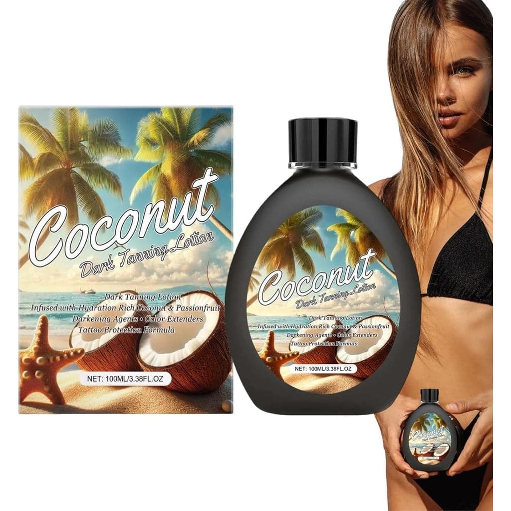 Loção Bronzeadora de Coco com Tom Escuro, Acelerador de Bronzeamento Solar, Intensificador de Bronzeamento à Prova d'Águ