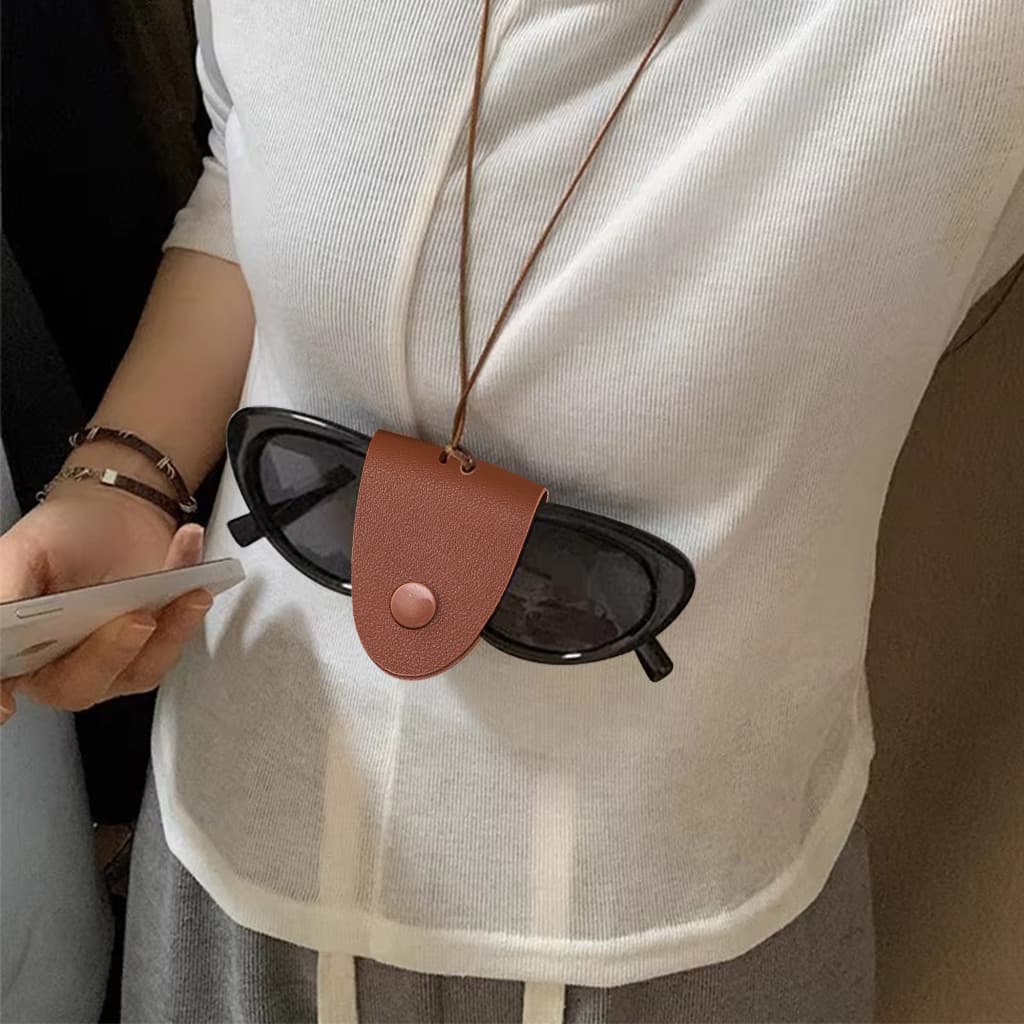 Halter magnético couro óculos de sol clipe colar feminino óculos clipe cordão pescoço roupas decoração pendurado corrent