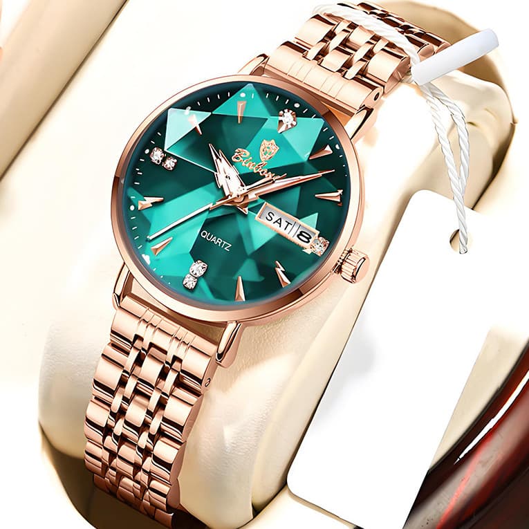 Relógio Feminino De Quartzo BINBOND , Mostrador Facetado Incrustado De Diamante , De Pulso À Prova D'água De 30M