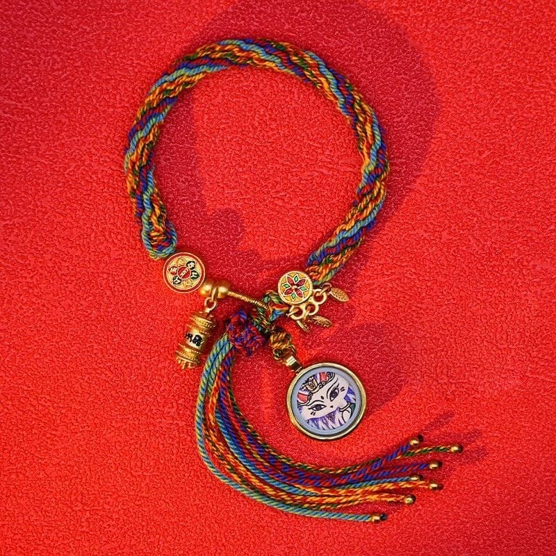 Estilo tibetano corda de mão estilo Retro trançado reencarnação pulseira corda casal dragão barco Festival multicolorido