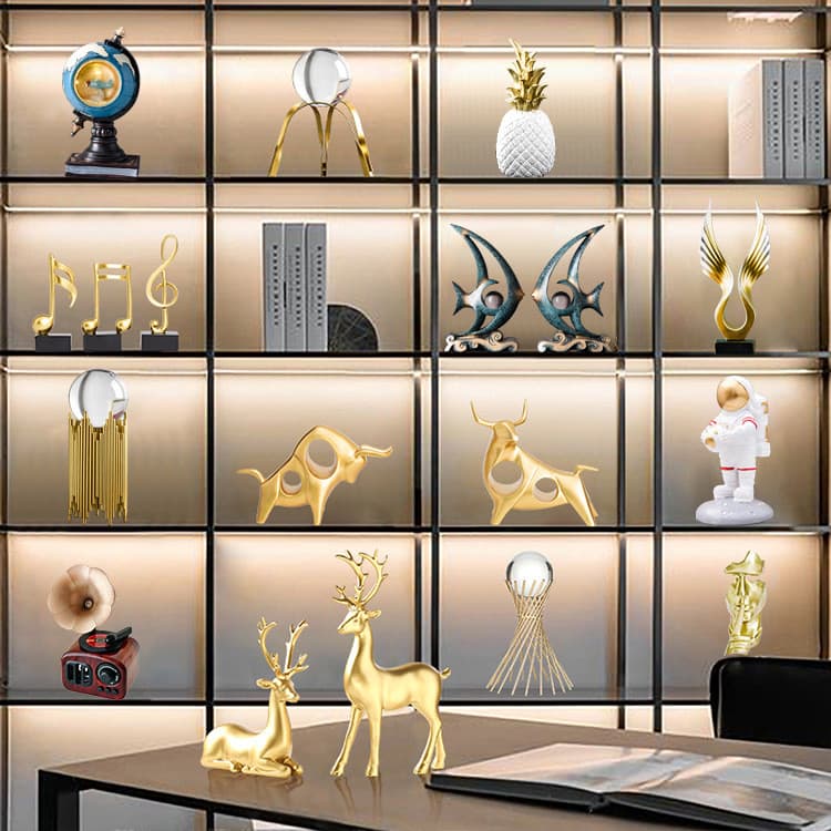 Luz Luxo Dourado Arte Abstrata Decoração Sala de Estar Armário de Vinho Armário de TV Modelo de Entrada Sala Decoração S