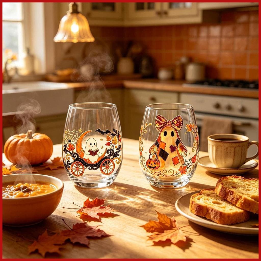 Copos De Vidro Para Halloween , 400ml , Sem Haste , Fantasma , Abóbora , Vinho , Canecas Estéticas , Produtos Vidreiros