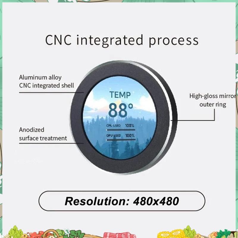 Para Desktop Compatível 2.1 Polegada Display LCD Redondo 480x480 CPU Tela Refrigerador Líquido Cabo 9Pin