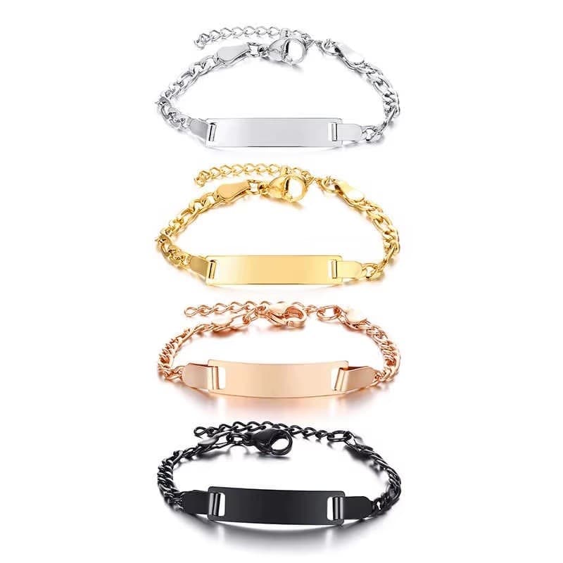 Pulseira de Identificação Para Bebê Gêmeos Aço Inox - Dourado, Ouro Rosa e Prata