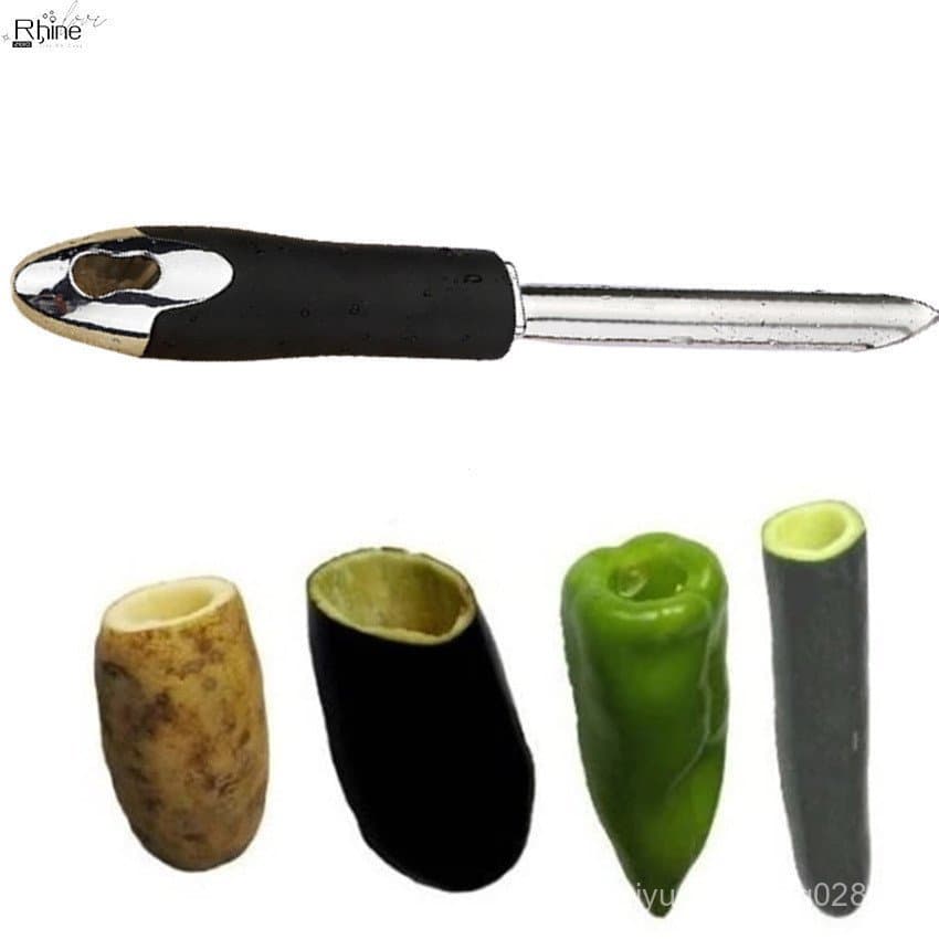 Casa Portátil Pimenta Corer De Aço Inoxidável Abobrinha Courgette Pepino Corers Utensílios De Cozinha Especiais Com Bord