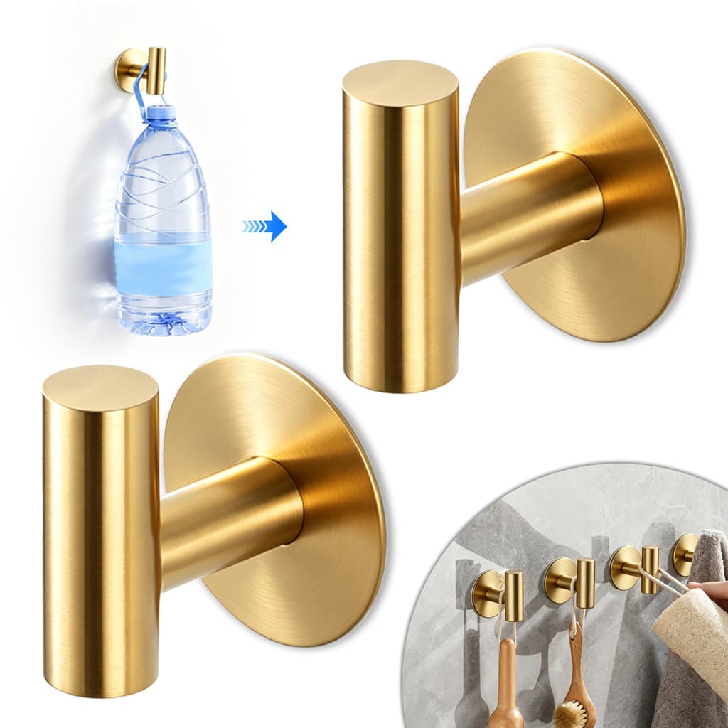 Kit 2 Ganchos Adesivos Inox Premium – Sem Furo, 8kg, Banheiro Cozinha