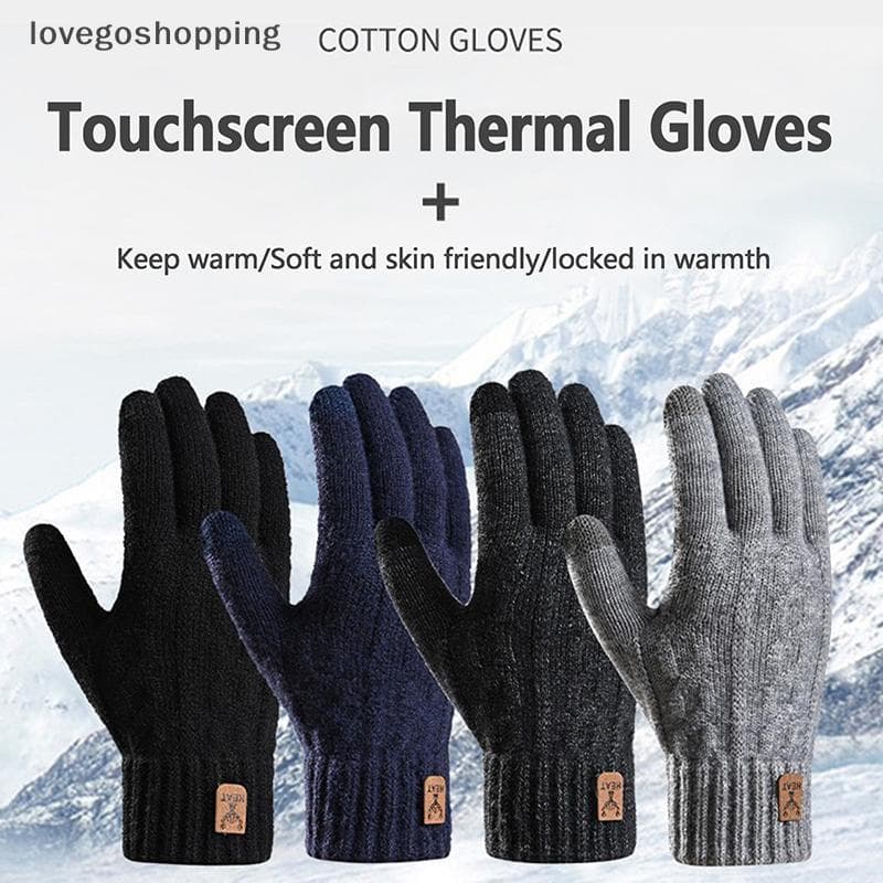 [lovego] 1 Par Luvas Quentes Outono Inverno Para Homens À Prova De Frio Ciclismo Dedo Cheio Tela Sensível Ao Toque Prese