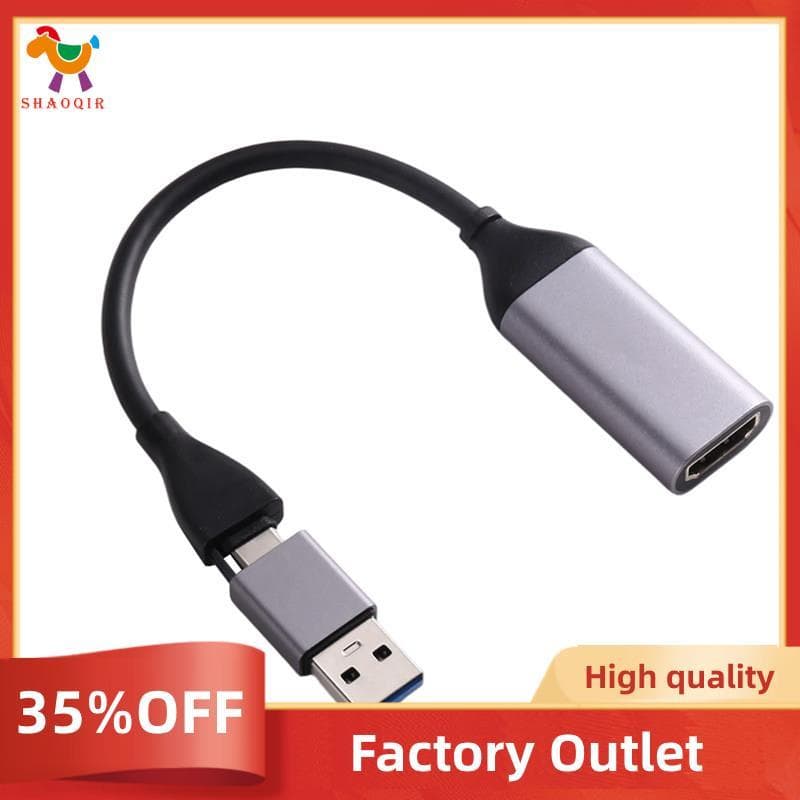 - Placa De Captura De Vídeo 1080P Compatível USB-A/C Para Transmissão Ao Vivo Gravador De Reuniões De Câmera De Computad