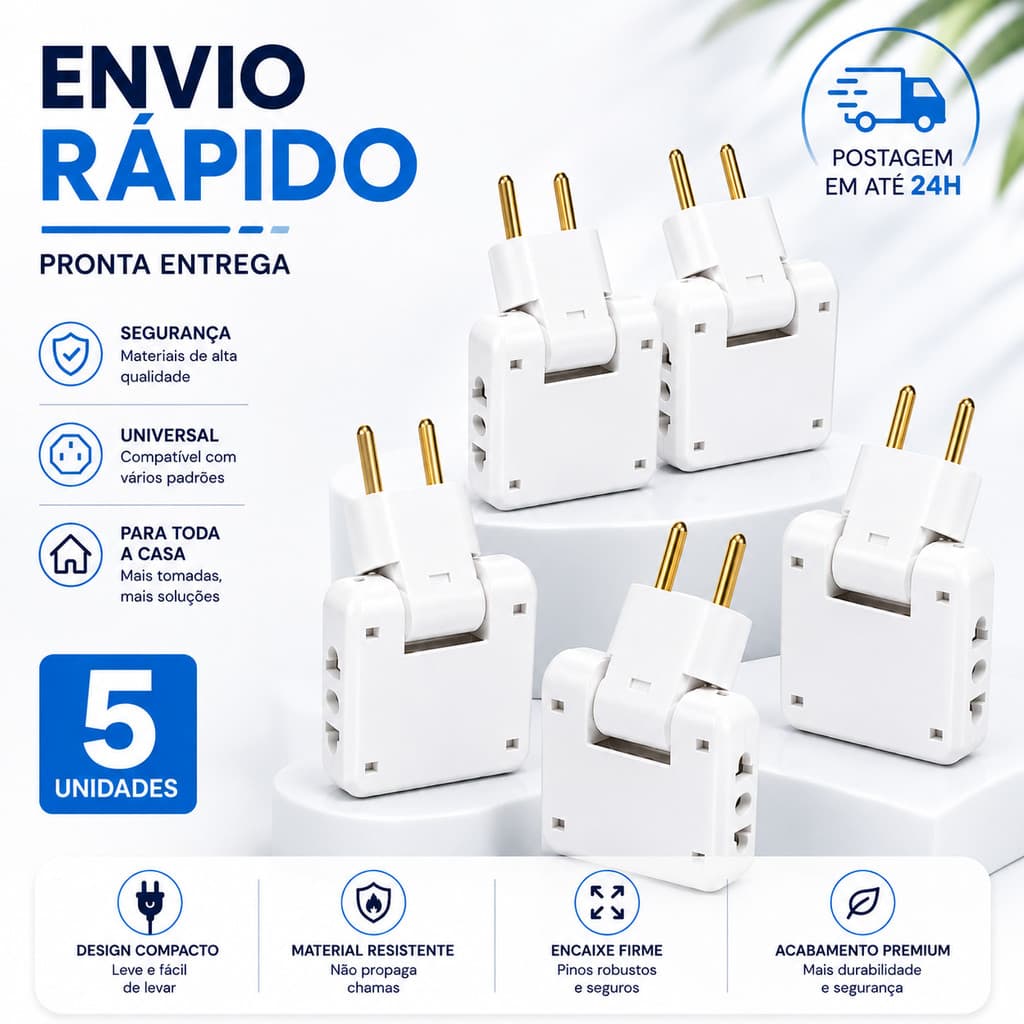 Benjamim Articulado Adaptador 10A Resistente110/220V - Ideal para Uso Diário