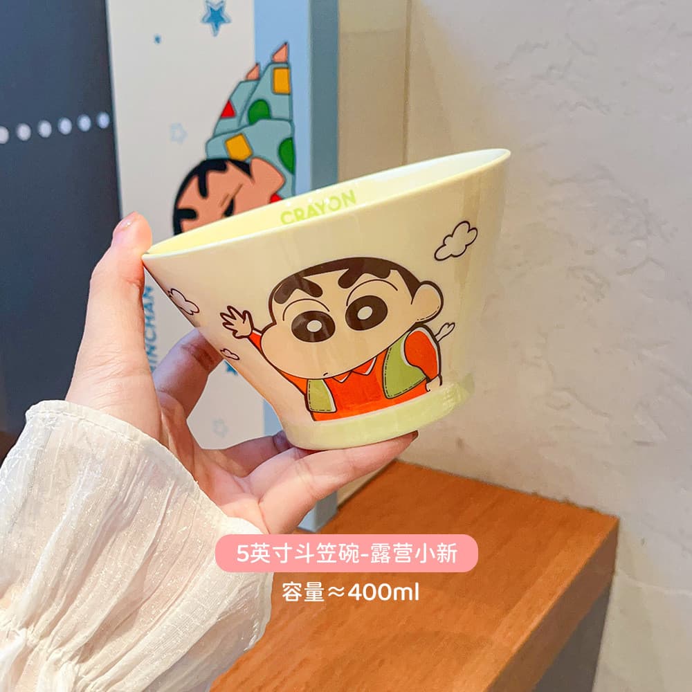 Tigela de arroz de cerâmica Crayon Shin-chan, utensílios de mesa de estilo japonês de alta estética, tigela de macarrão