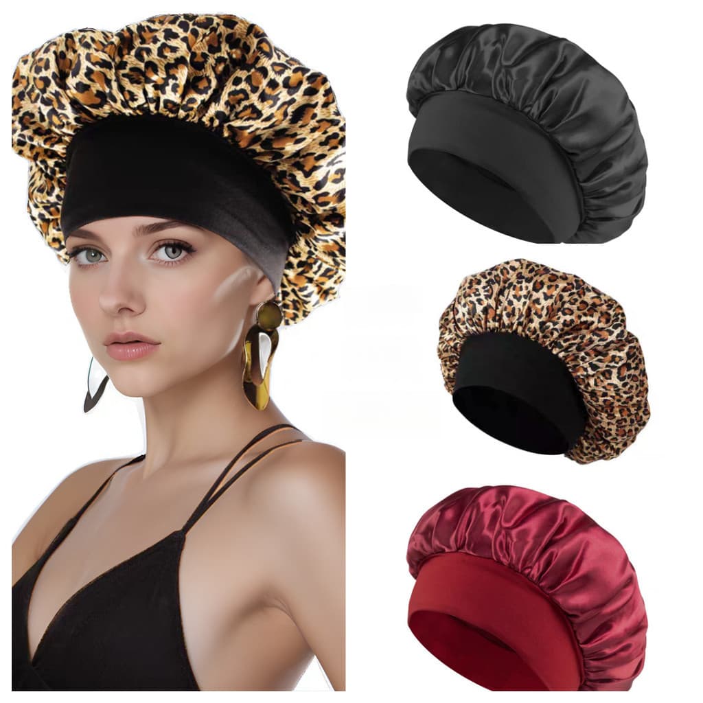 Touca de secagem de cabelo, touca de banho com fita elástica, touca de banho para cuidados com os cabelos, cor sólida, l
