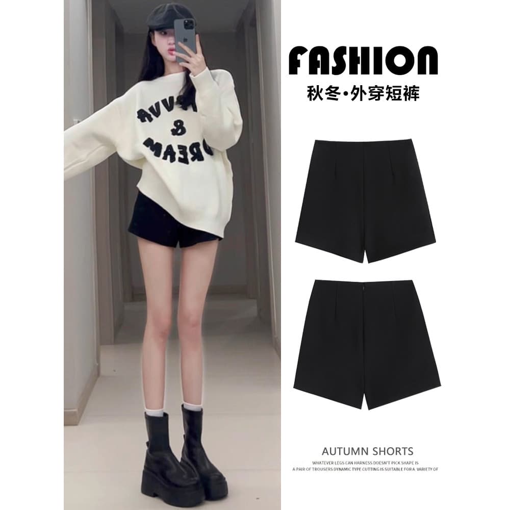 Preto exterior usar Shorts feminino primavera outono 2026 novo estilo cintura alta a linha Leggings calças terno magro a