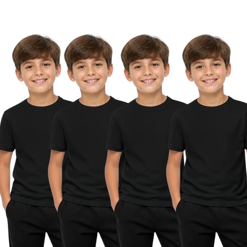 Kit 4 Camiseta Menino Juvenil e Infantil Manga Curta 100% Algodão