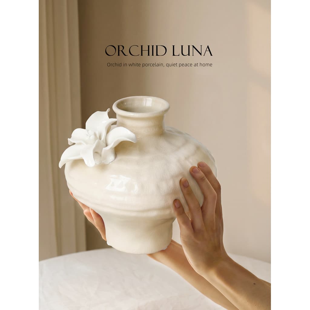 MOOYA {Orquídea luna} Vaso de cerâmica francês entrada sala de estar ornamentos atmosfera branca