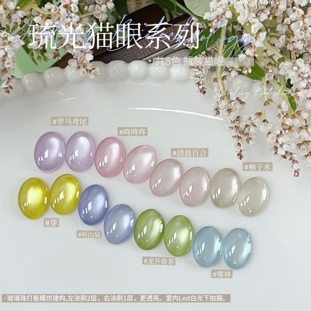 Yanling Glitter Cat Eye Series Roman Iris Transparent Cat Eye Pó Magnético Ultra-fino Gel Cat Eye Transparente Efeito Ge
