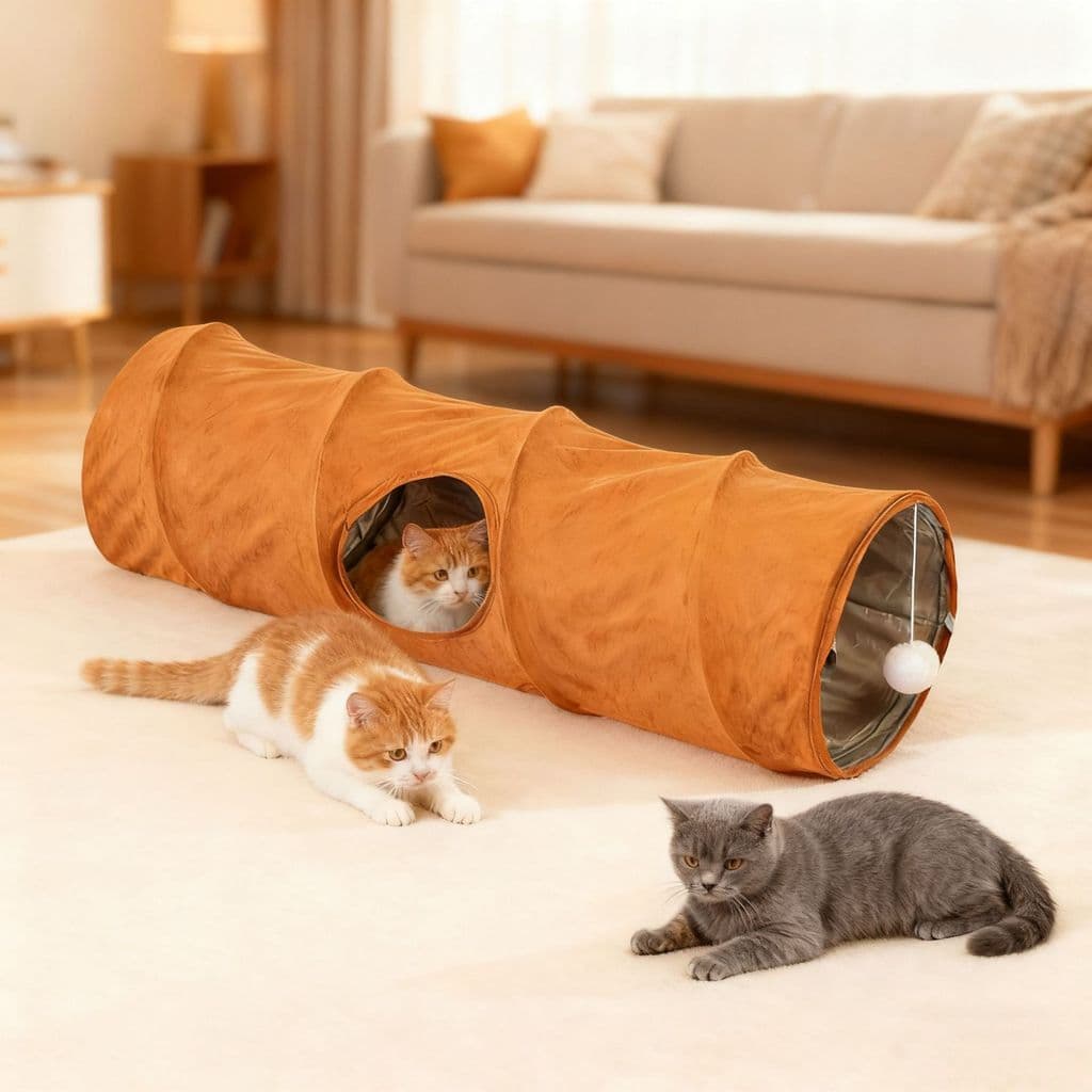Dupla camada gato túnel brinquedo camurça Material de pelúcia dobrável gato canal Pet gato interativo tédio aliviar sala
