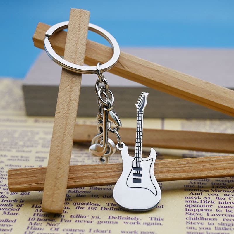 Mini pingente de guitarra elétrica de aço inoxidável pode ser gravado guitarra pequeno presente polido guitarra baixo el
