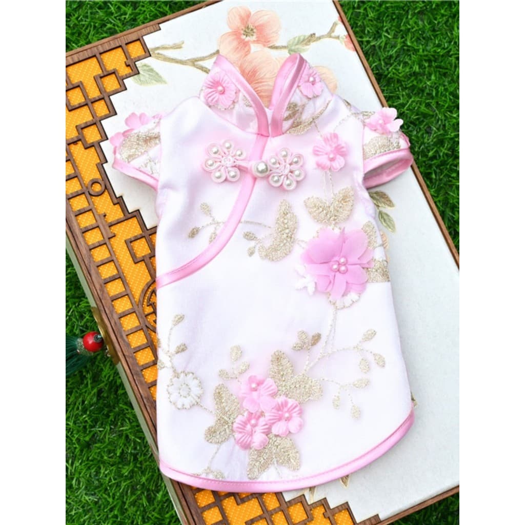 Original estilo chinês Pet Hanfu Cheongsam saia de pelúcia roupas de gato verão princesa filhote de cachorro roupas traj