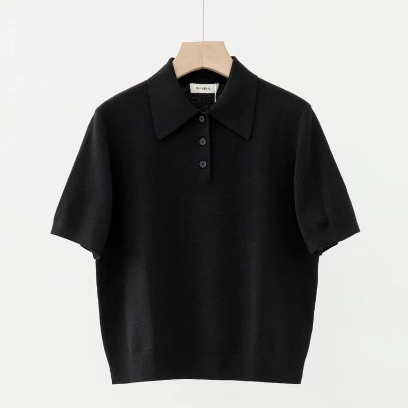 Fangci recomendado pouco preto marca veludo Casual polo topo manga curta dez mil anos Designer série Super macio quente