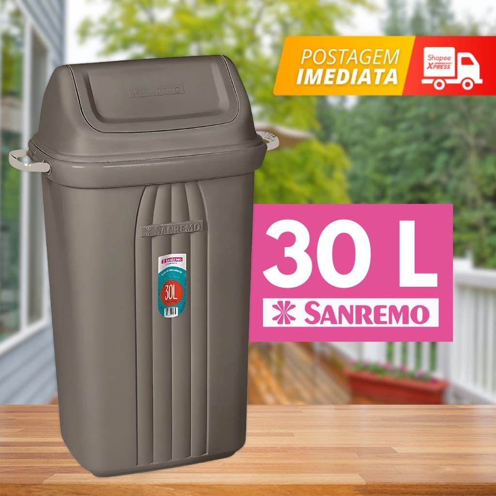 Lixeira Basculante 30 Litros De Chao Piso - Plastico Sanremo
