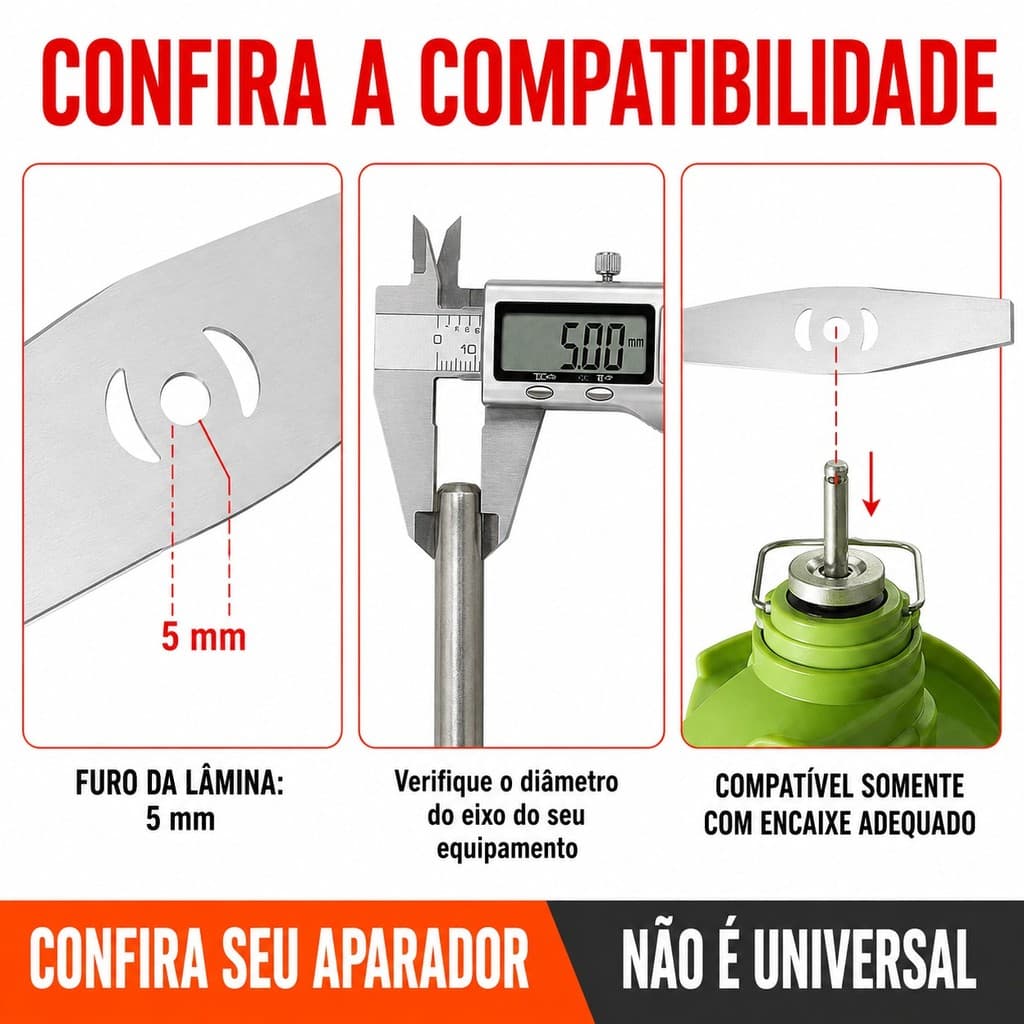 Kit 12 Lâminas Metálicas de Reposição 150mm Furo 5mm para Aparador de Grama e Roçadeira em Aço 50