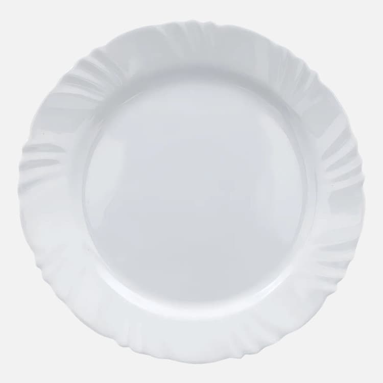 Prato Raso Pétala Nadir 25,5 cm em Vidro Opaline Branco - Kit com 6 Unidades