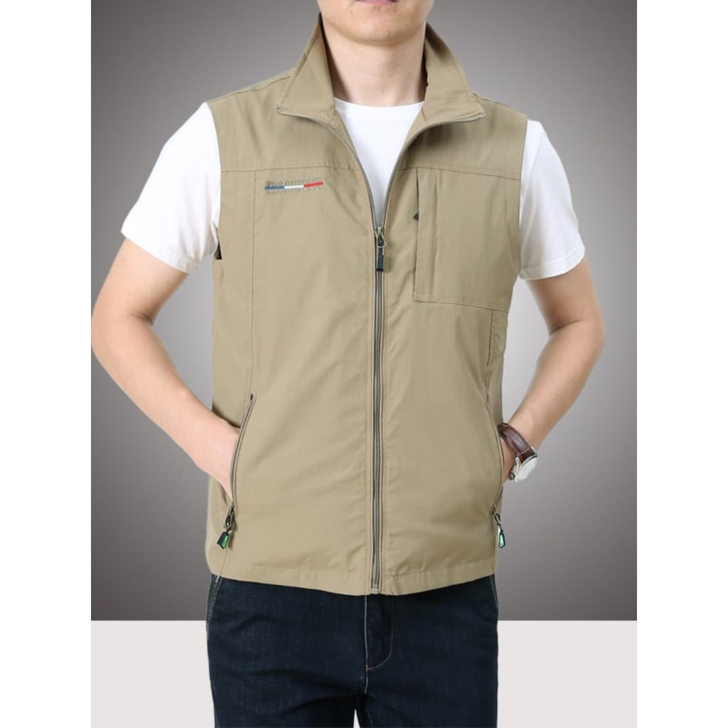 Colete Casual masculino novo estilo primavera verão roupas de secagem rápida colete respirável de meia-idade pai fotogra