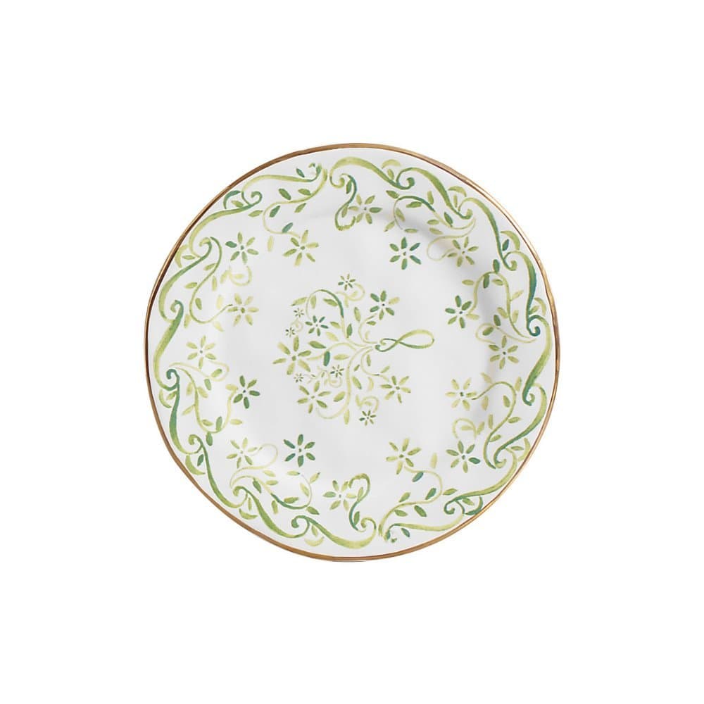 Prato Sobremesa Verde Arabesco 20,5cm