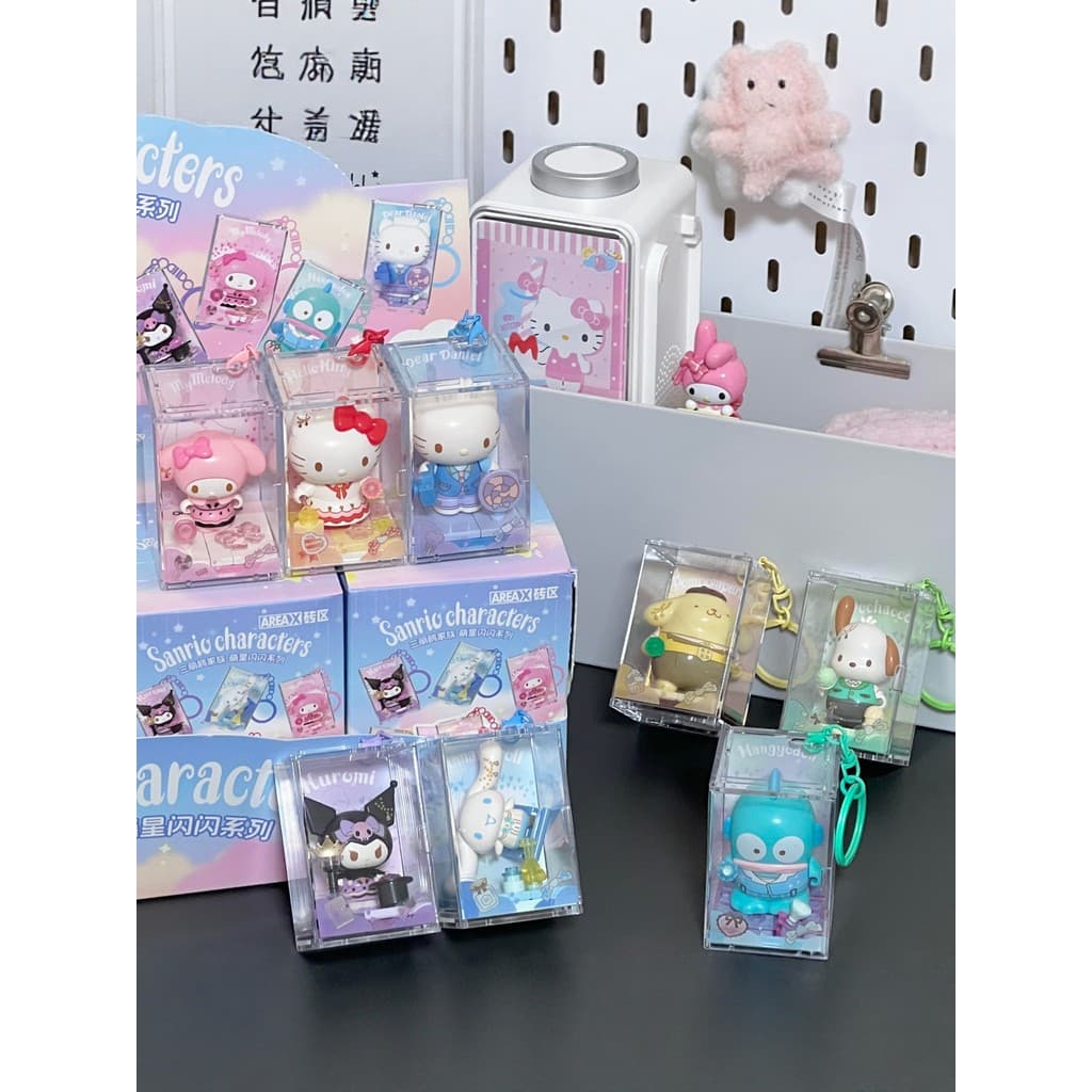 2026 genuíno Sanrio bonito estrela espumante caixa cega bloco de construção mochila pingente olá Kitty figura ornamentos
