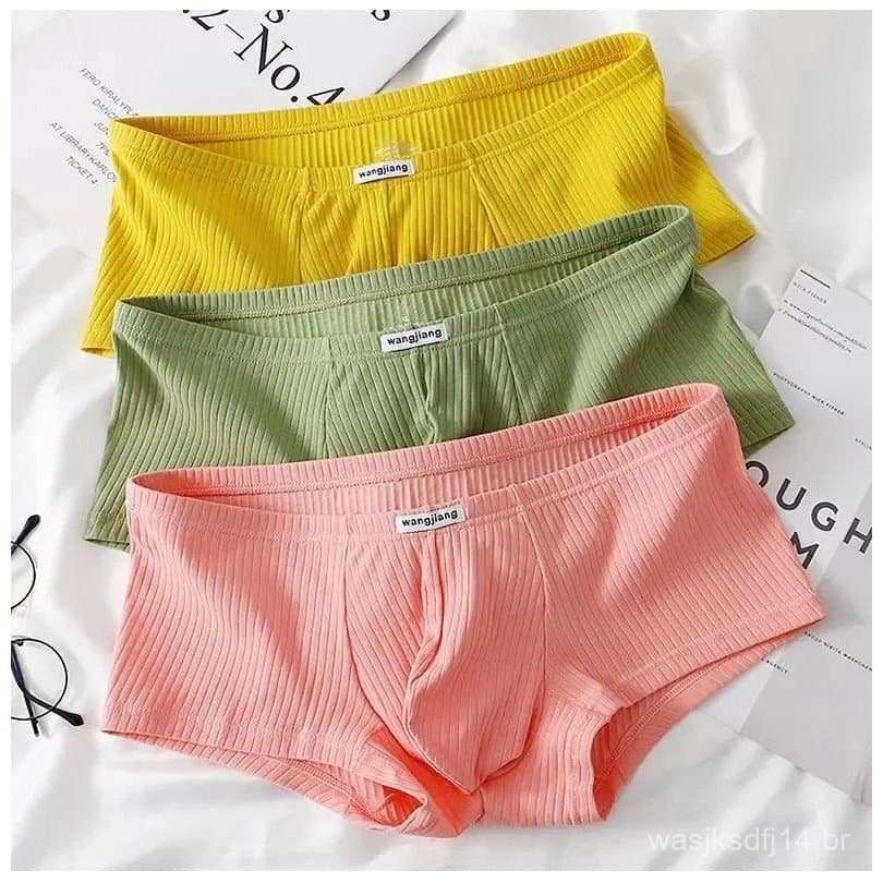 Roupa Interior Masculina De Algodão Boxer Shorts Masculino Respirável Aberto Pênis Bolsos Cuecas Homem Calcinha Macia