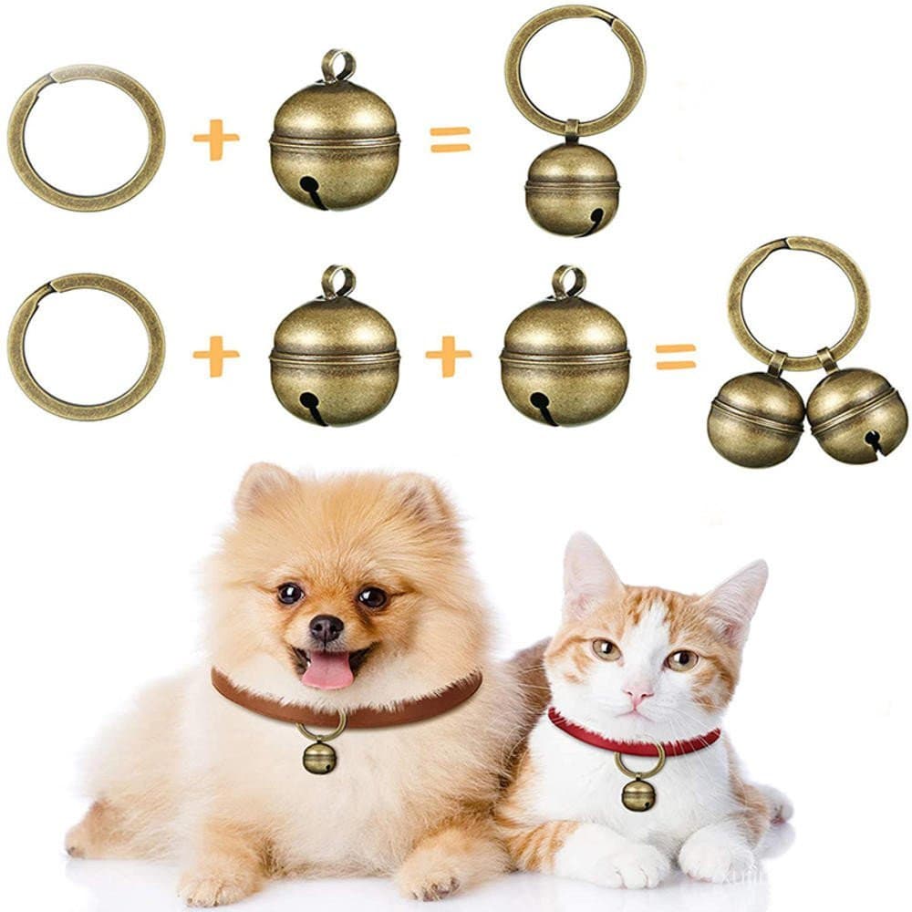Sinos para Coleiras de Cães e Gatos, Sino para Coleira de Gato, Pingente de Latão com Chaveiro e Colar