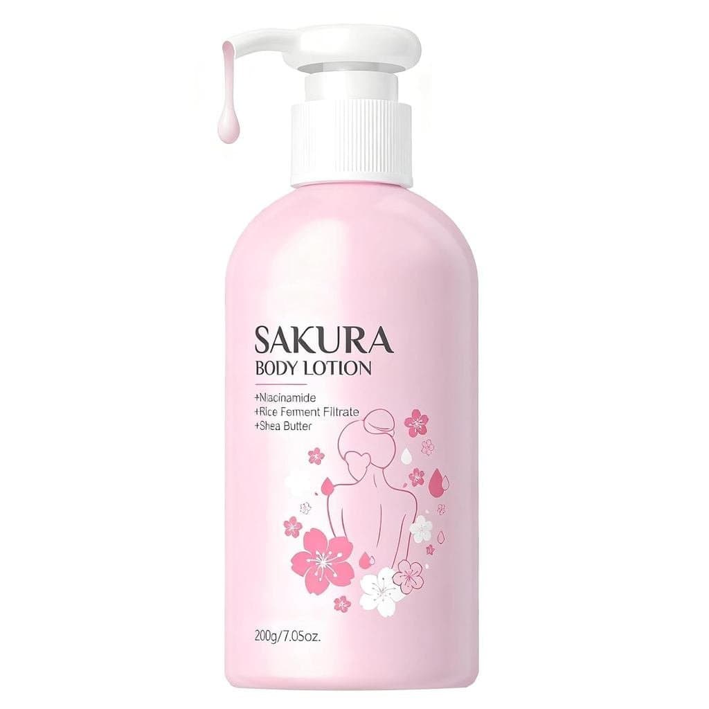 Loção Corporal Sakura Blossom, Hidratante Firmador e Hidratante com Niacinamida e Vitamina C, Nutre a Pele, Não Pegajosa