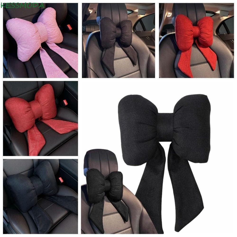 Apoio de cabeça para carro com laço de linho Kesselmanmoda, almofada para pescoço com fita de algodão, respirável e ergo