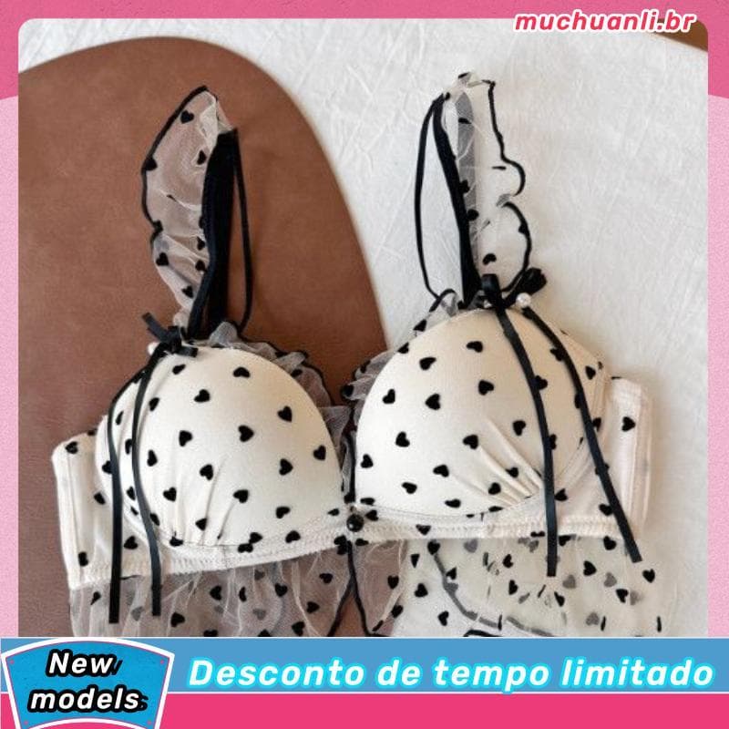 Doce bonito bolinhas pequeno peito coleta roupa interior feminina sem fio confortável não vazio copo olhar grande suport