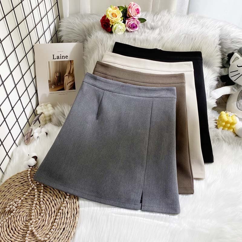 Dongdaemun saia feminina usar saia coberta de quadril saia dividida terno saia 2585 aparência mais fina Design dividido