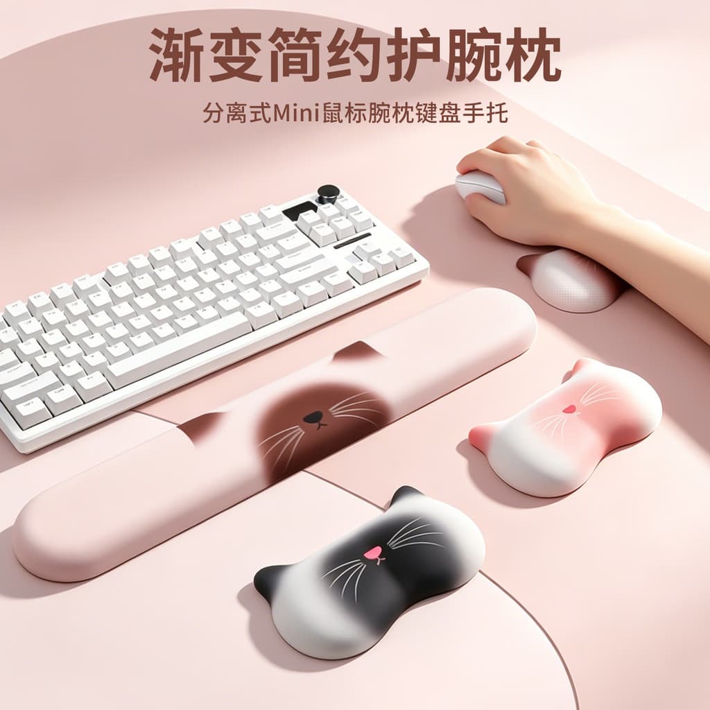 Su Yan Shang * Gato Pulso Mouse Pad Escritório Travesseiro de Pulso Teclado de Computador Descanso de Mão Almofada de Pu