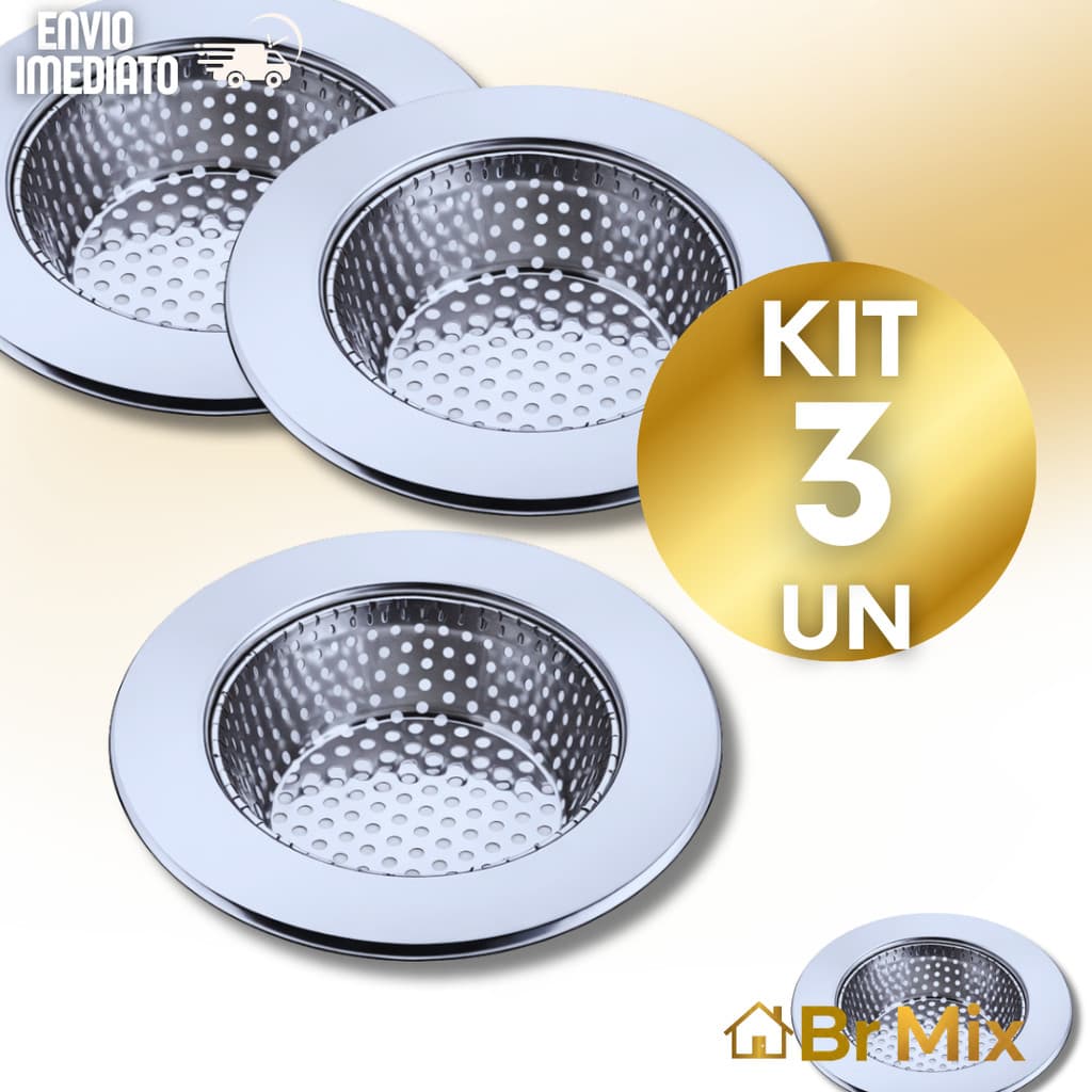 Conjunto Ralos Ralinho para Pia 9cm em Aço Inox Resistente Cozinha Doméstica e Profissional