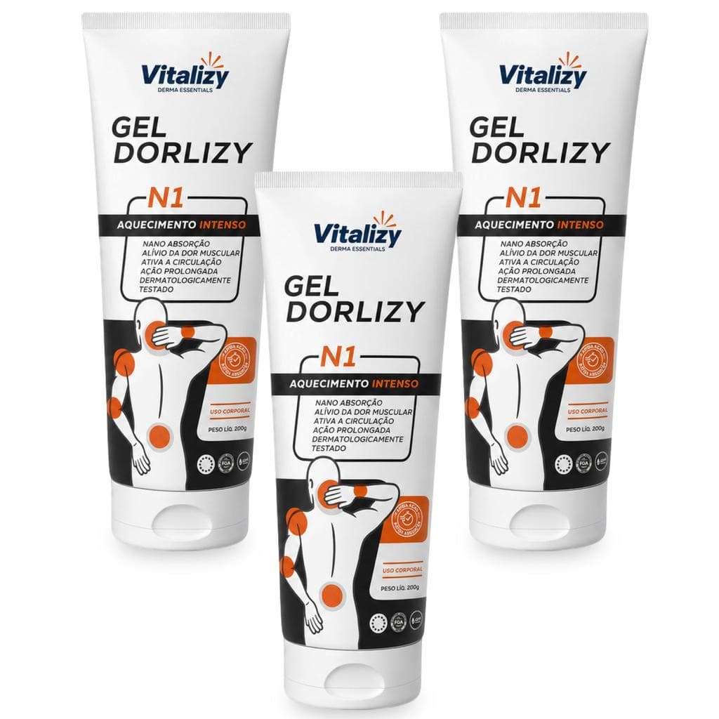 Kit 3x200g Gel Massageador Extra Forte Efeito Aquecedor Alívio Muscular Arnica Mentol Canfora Salicilato Metila Vitalizy