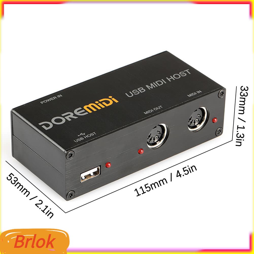 Brlok-br Dispositivos de interface de sintetizador de host USB para MIDI Concha de liga de alumínio resistente ao