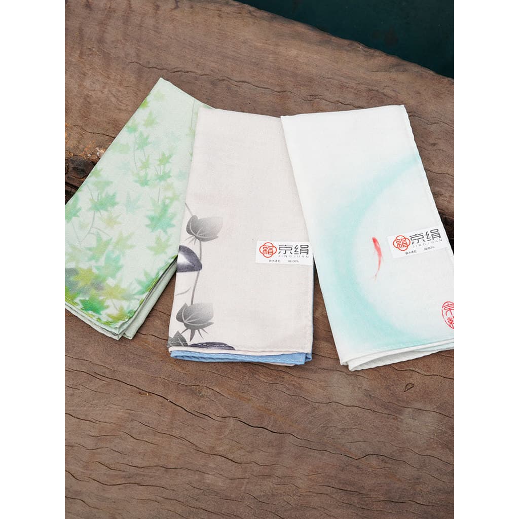 [Jingsi Zen] Lenço portátil de algodão puro estilo chinês Lenço para limpar o suor 33 * 33 cm