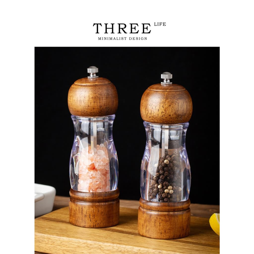 Tlife · Chuva · Moedor de Carvalho Pimenta Preta Sichuan Pimenta Rosa Sal Moagem Garrafa de Tempero | Chuvoso