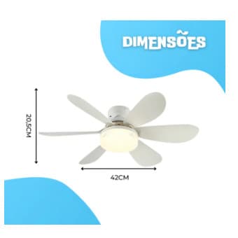 Ventilador De Teto Com Luz LED Lampada Soquete E27 Silencioso 6 Pas 3 Velocidades Bivolt Quarto Sala Com Controle