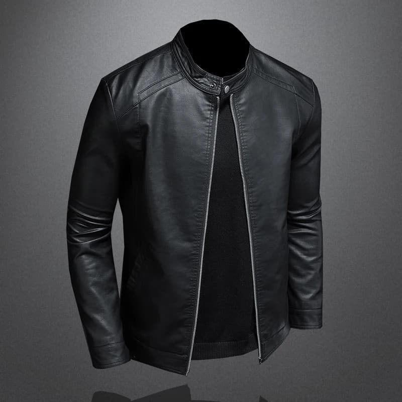 Moda Primavera Outono Jaqueta De Couro Dos Homens Gola Fina Do Plutônio Motocicleta Causal Casaco Moto Motociclista
