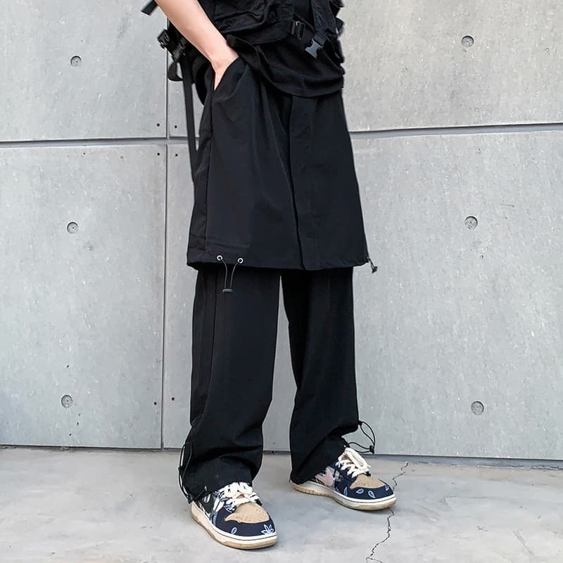 Primavera verão calças casuais homens estilo funcional estilo japonês juventude em linha reta nacional na moda Culottes